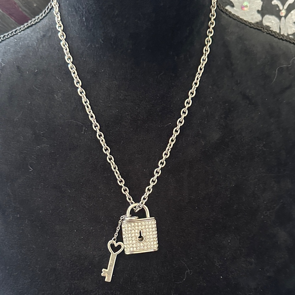 Silver Lock and Key Pendant Necklace